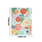 LanSuare 2025 Monthly Plan Book, Flower Design Separator Pages Diary, Customizable Goal Setting Journal, Academic Work Calendar Organizer
